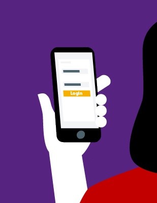 An illustration of logging into the app.